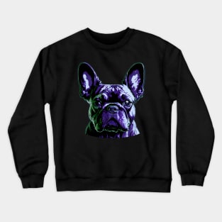 Green and Purple French Bulldog Face Crewneck Sweatshirt